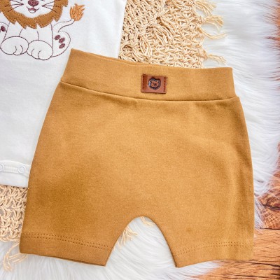 Conj. de Malha 3 peças - Leão com Juba Colorida - Off White e Ferrugem
